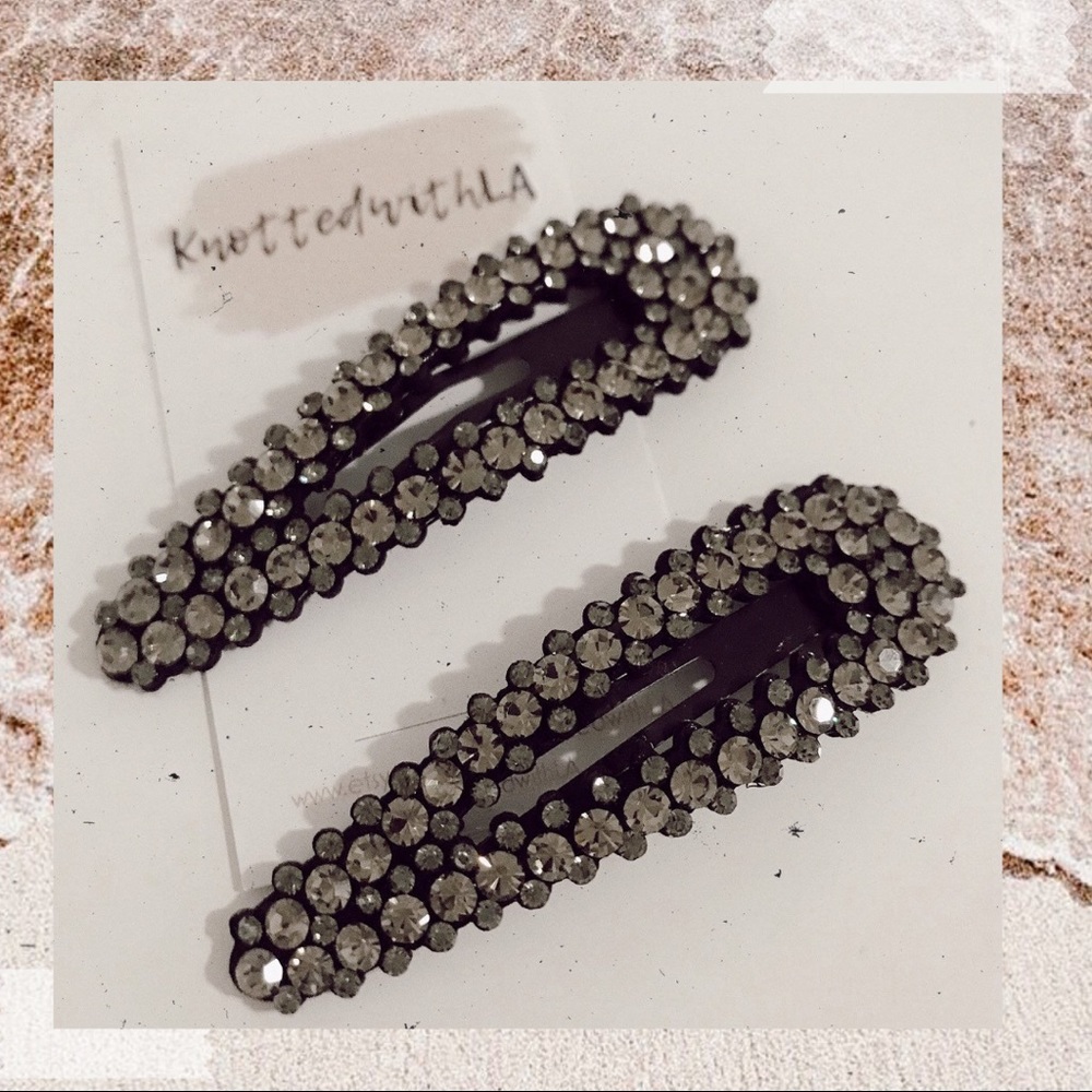 Black diamond rhinestone hair clip pin barrete